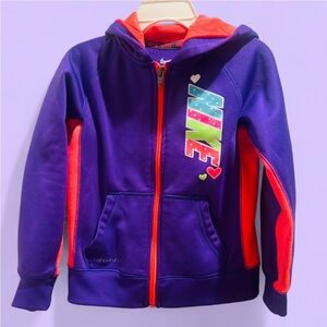 NWOT Nike Therma-Fit Purple & Neon Pink Full Zip Hoodie Toddler Girls Size 4